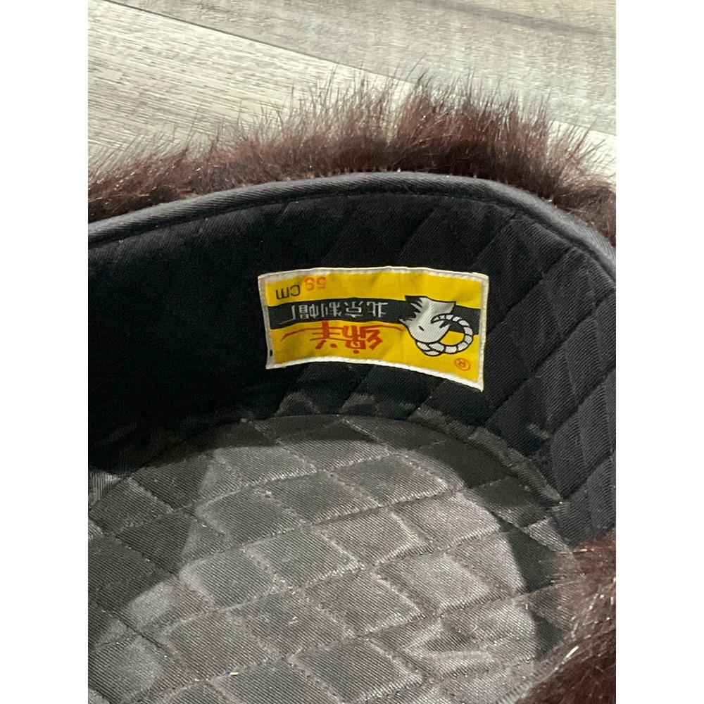 Vintage Ushanka Trapper Fur‎ hat with Ear Flaps Brown Black 59cm - Picture 3 of 12